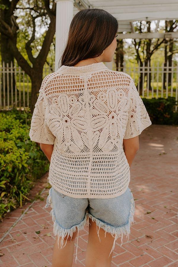Oasis Breeze Crochet Button Up Top Product Image