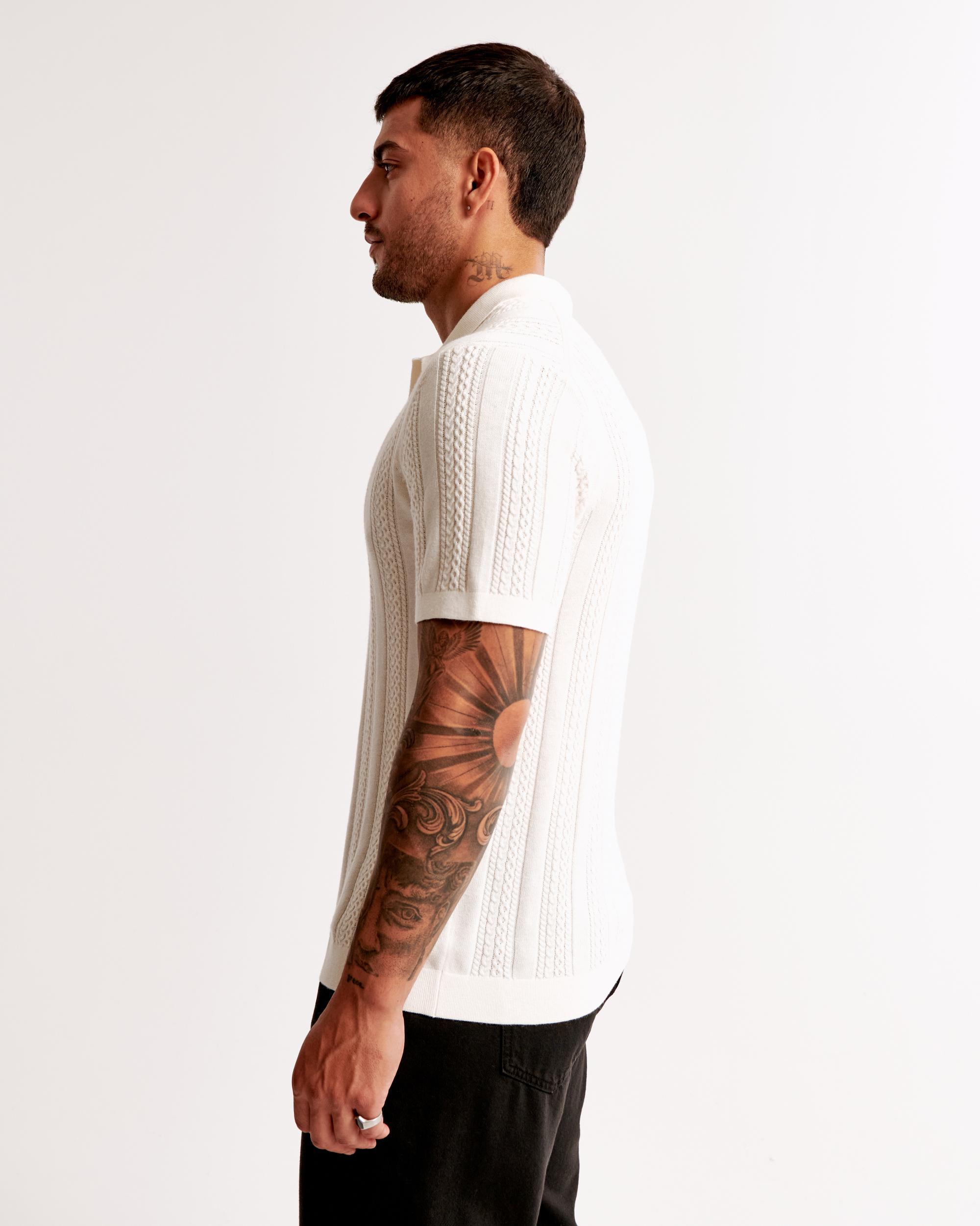 Cable Stitch Johnny Collar Sweater Polo Product Image