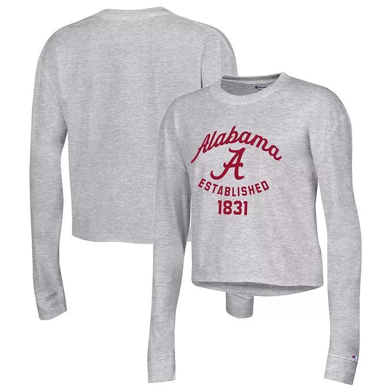 Womens Champion Gray Florida State Seminoles Boyfriend Cropped Long Sleeve T-Shirt Product Image