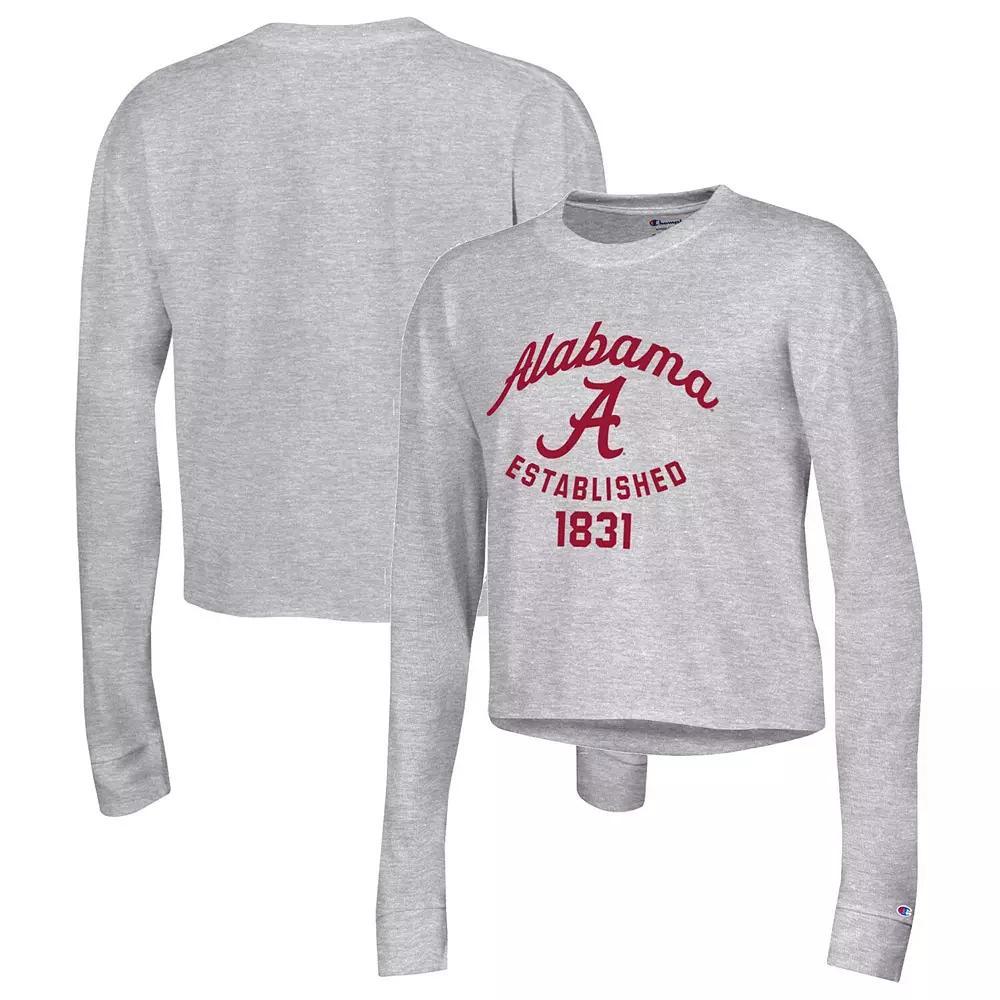 Womens Champion Gray Florida State Seminoles Boyfriend Cropped Long Sleeve T-Shirt Product Image