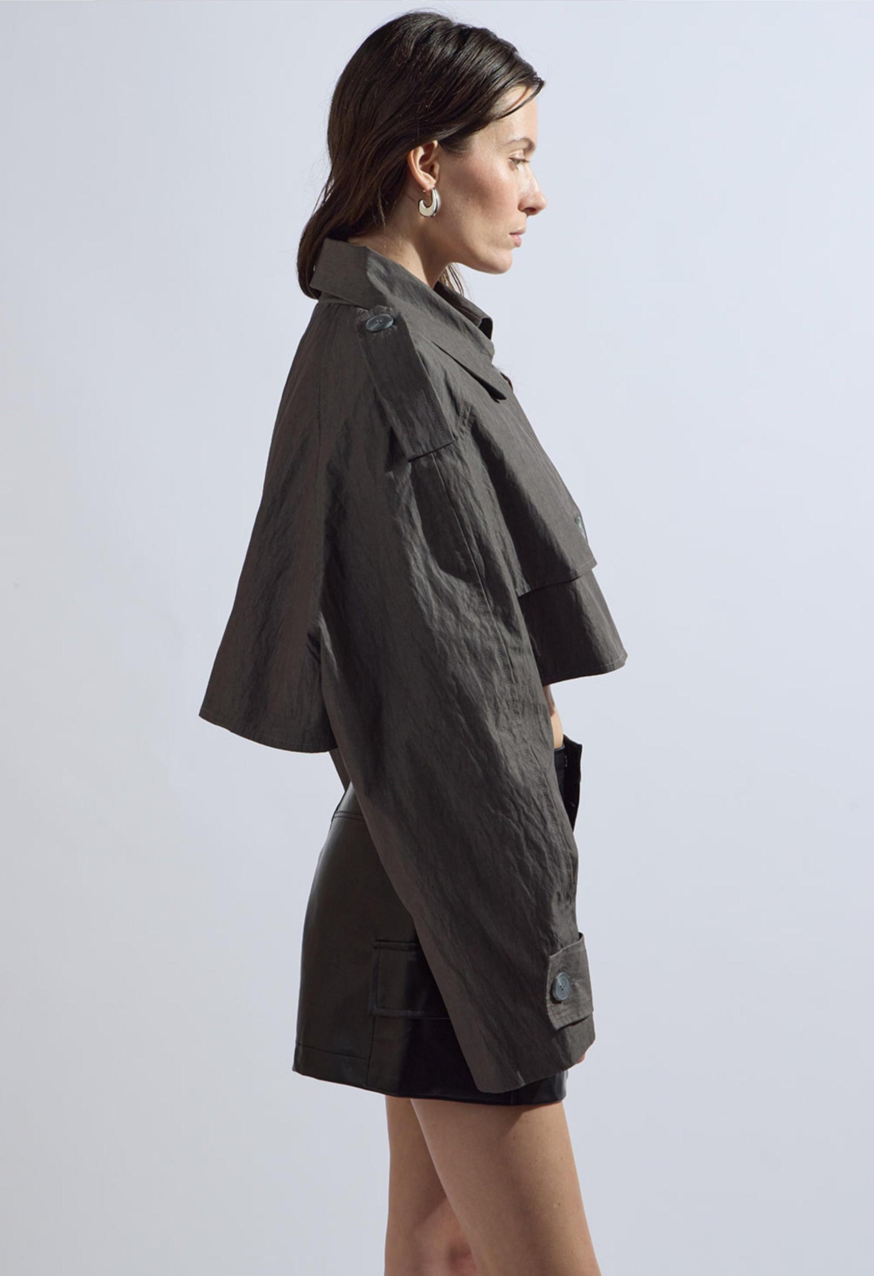 Cropped Trench Coat in Ash Product Image