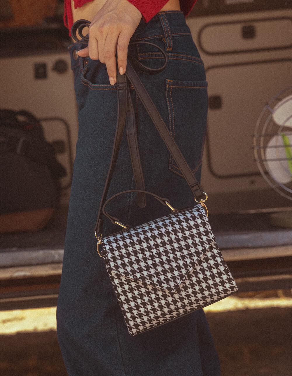 Houndstooth Swing Womens Crossbody Bag - BLK/WHT Product Image