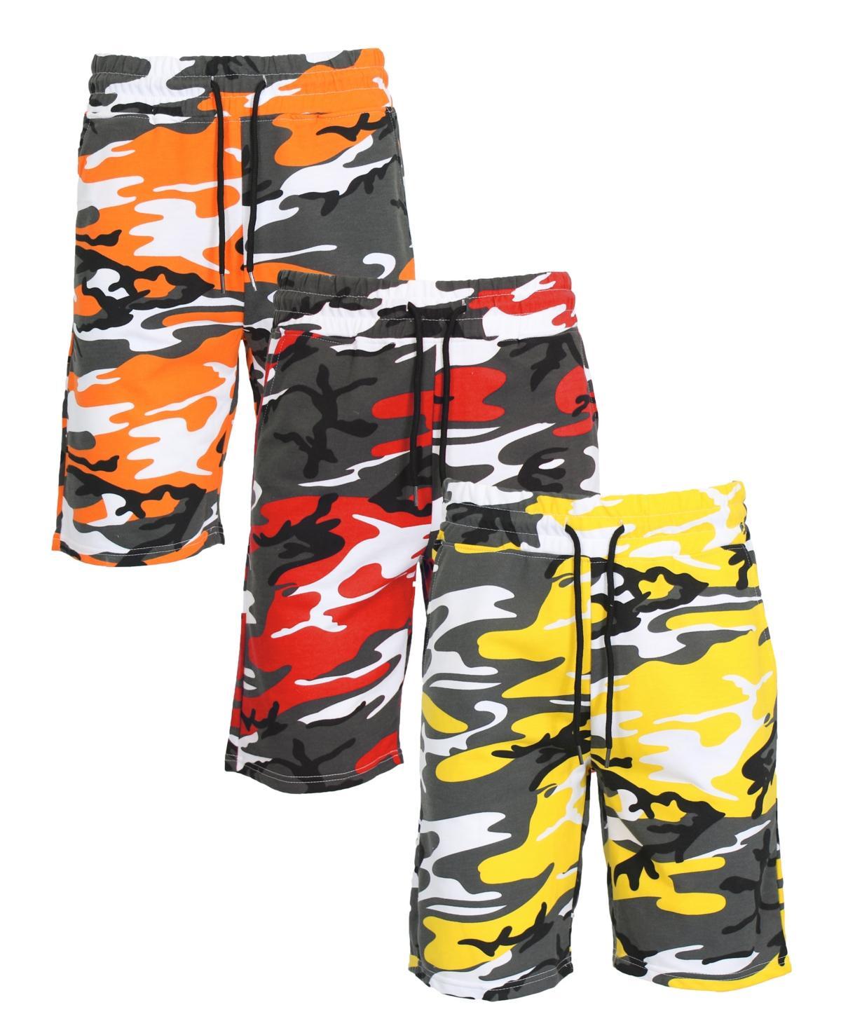 Galaxy By Harvic Mens Camo Printed French Terry Shorts, Pack of 3 Product Image