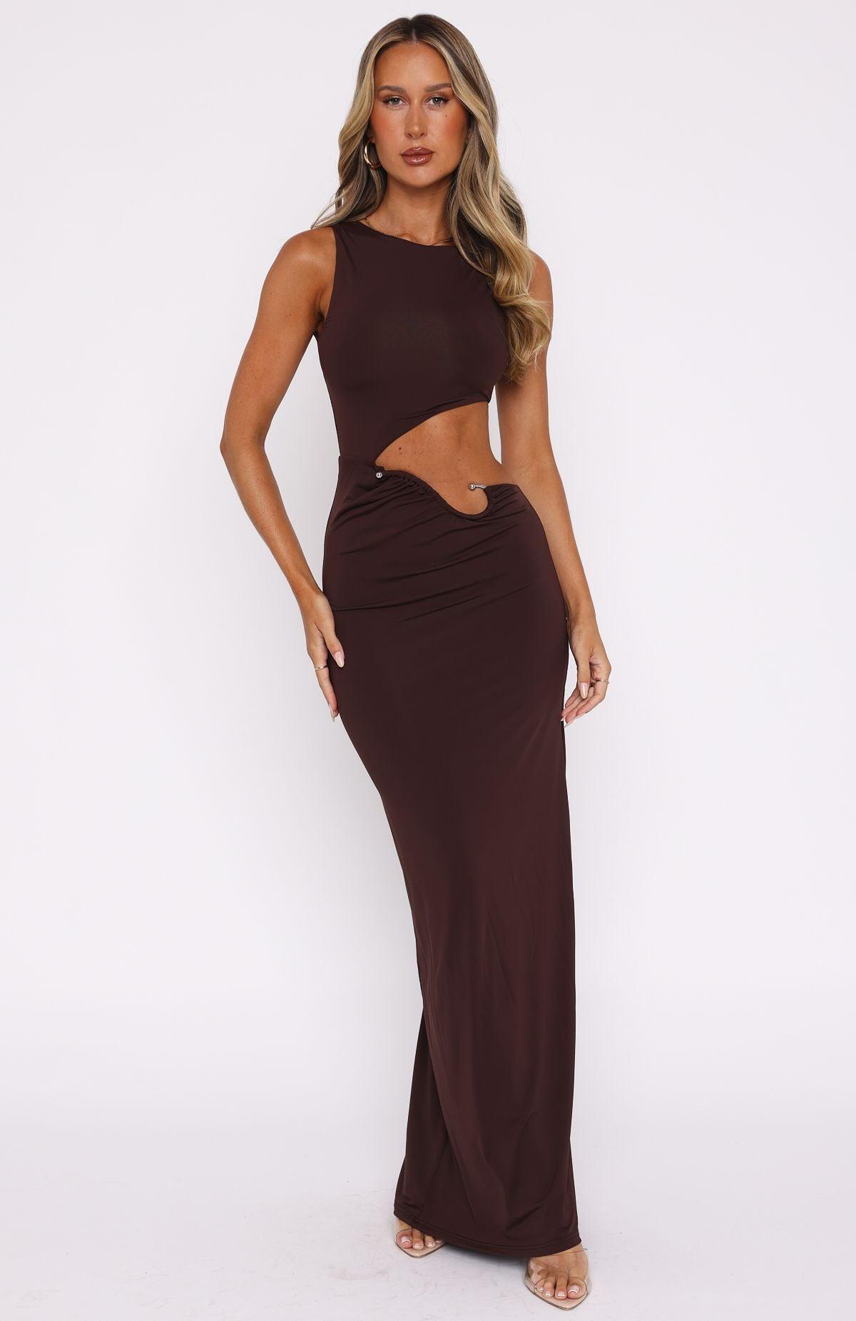 Tell Me To Stop Maxi Dress Chocolate Product Image