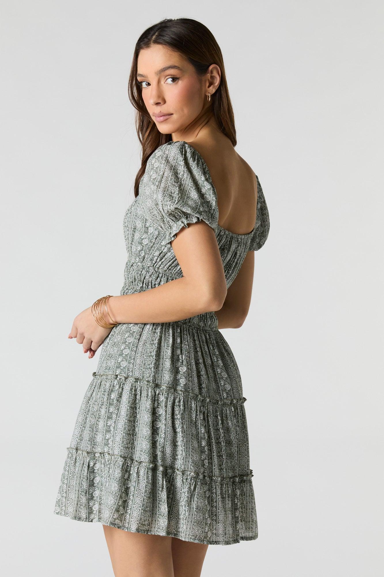 Smocked Tiered Mini Dress Female Product Image