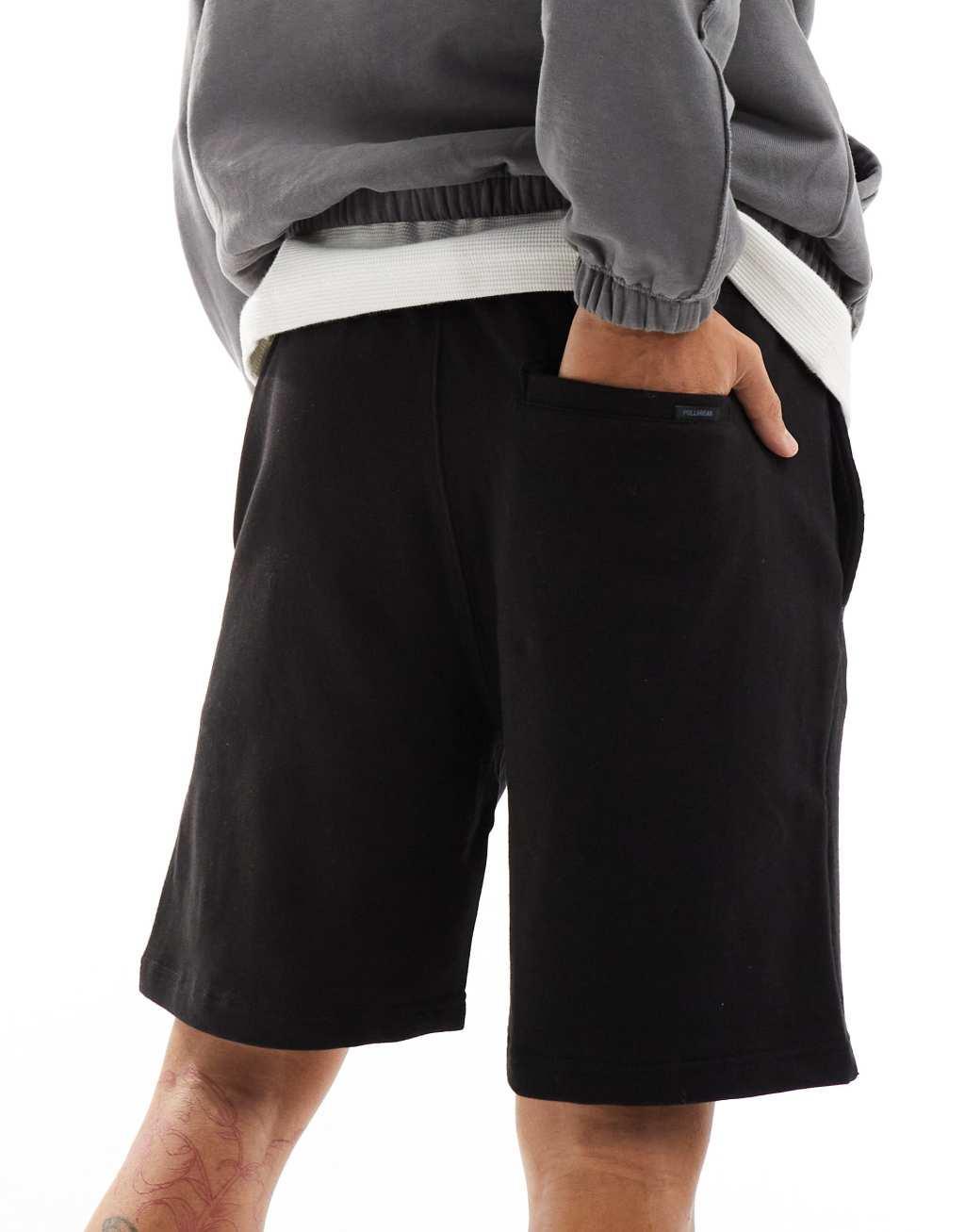 Pull&Bear basic jersey shorts in black Product Image