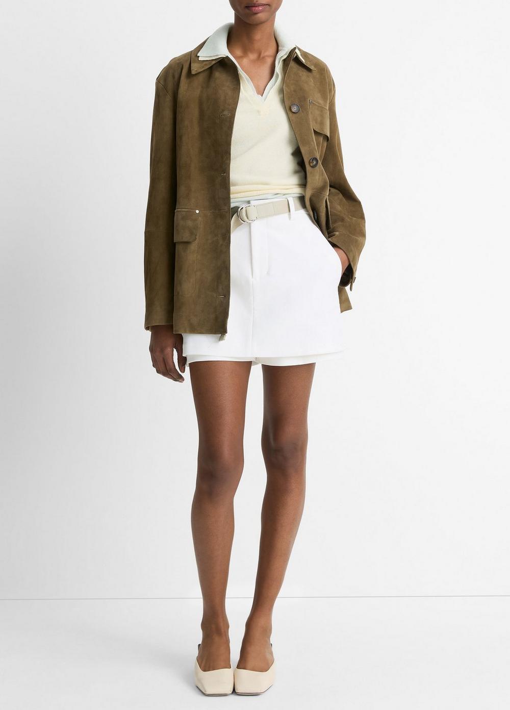 Womens Suede Oversized Jacket, Hazel Vine, Size L Vince Product Image