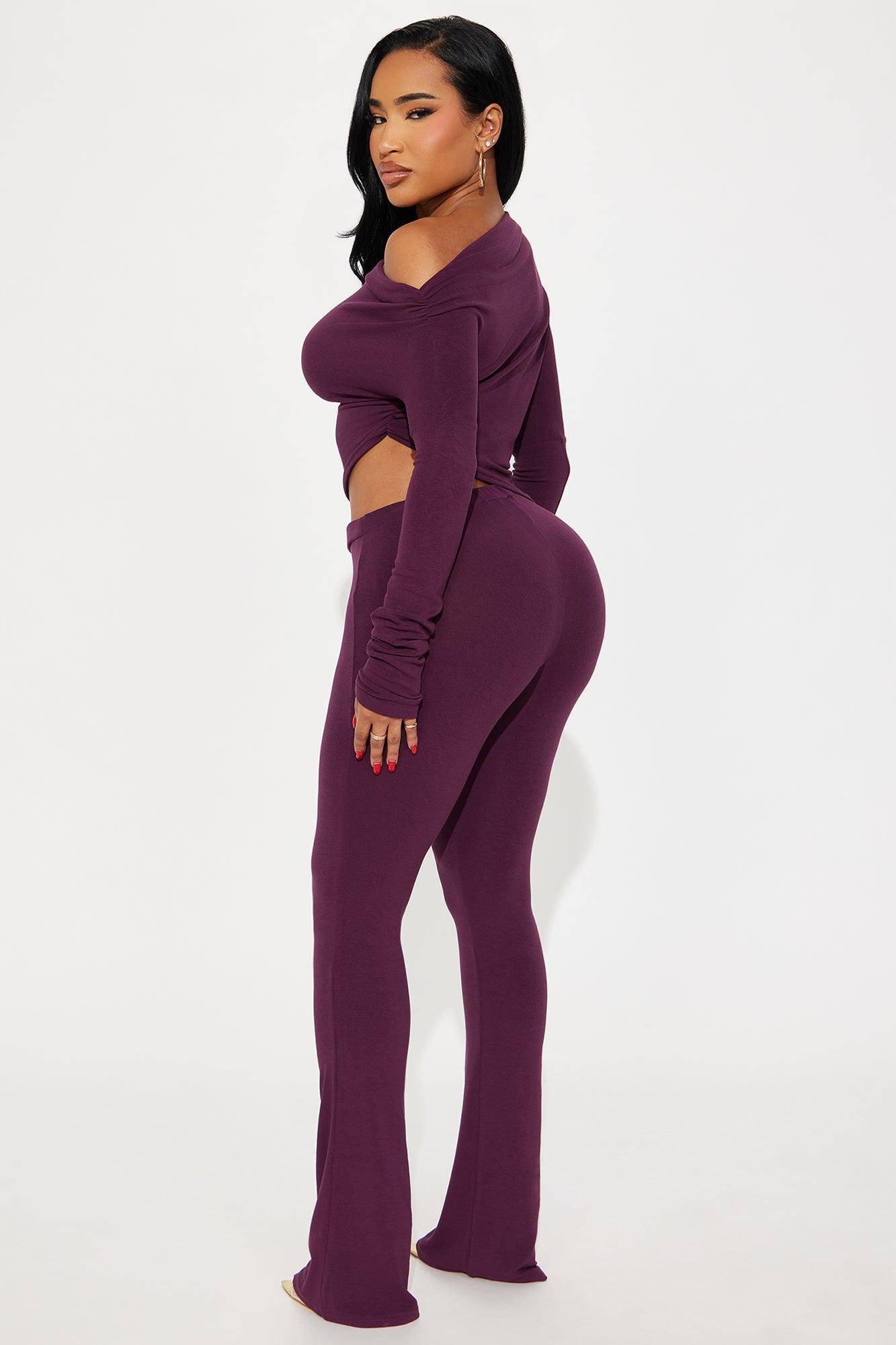 Avery Off Shoulder Pant Set - Plum Product Image