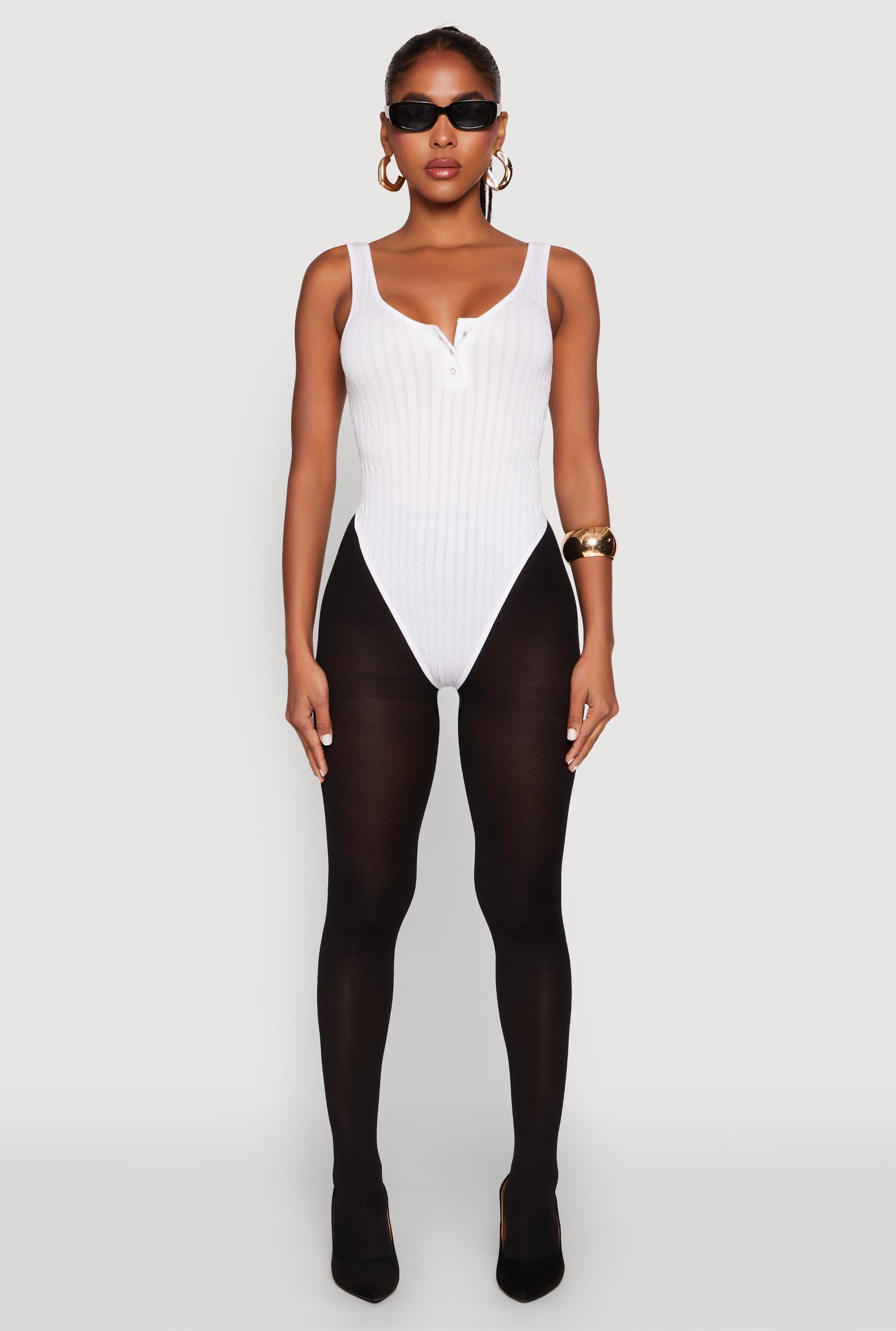Womens Seamless Snap Button Notch Neck Bodysuit Product Image