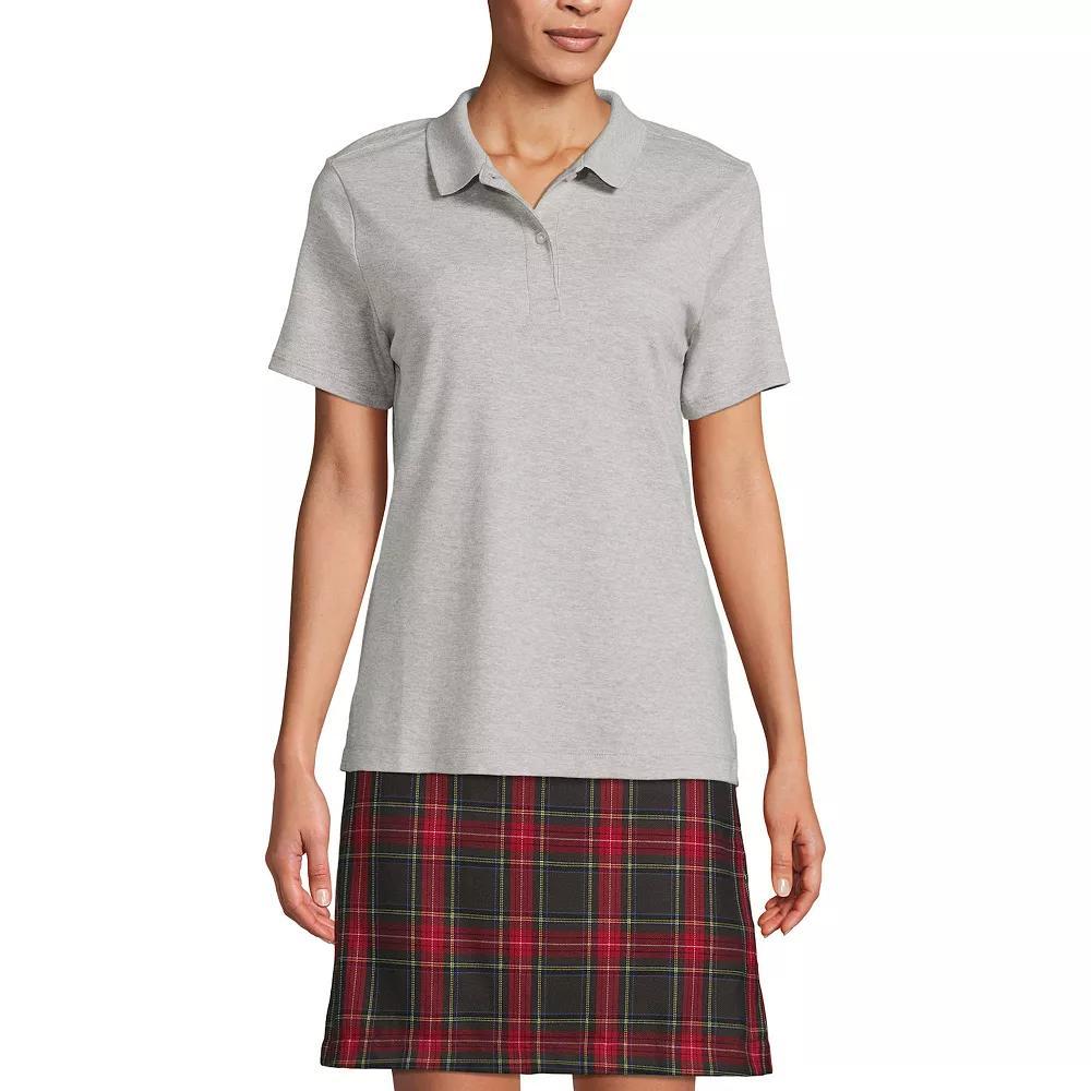 Women's Lands' End School Uniform Short Sleeve Interlock Polo Shirt, Size: Small, Gray Grey Product Image