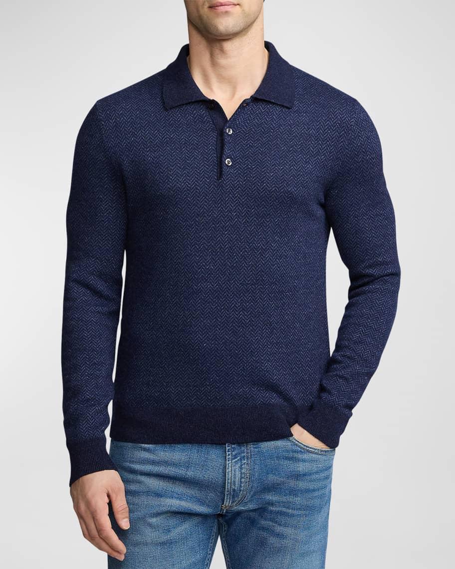 Mens Cashmere-Linen Polo-Collar Sweater Product Image