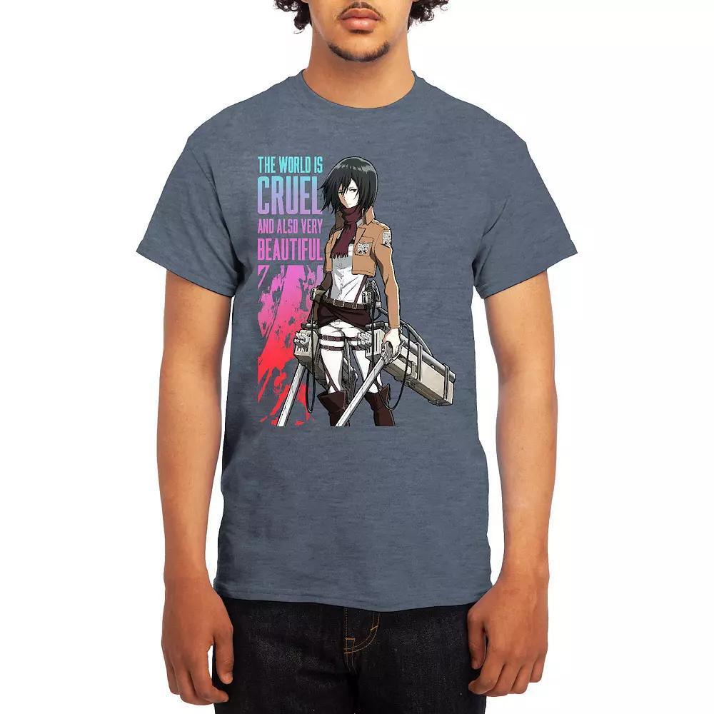 Mens Attack on Titan Hot Potato Tee Grey Red Product Image