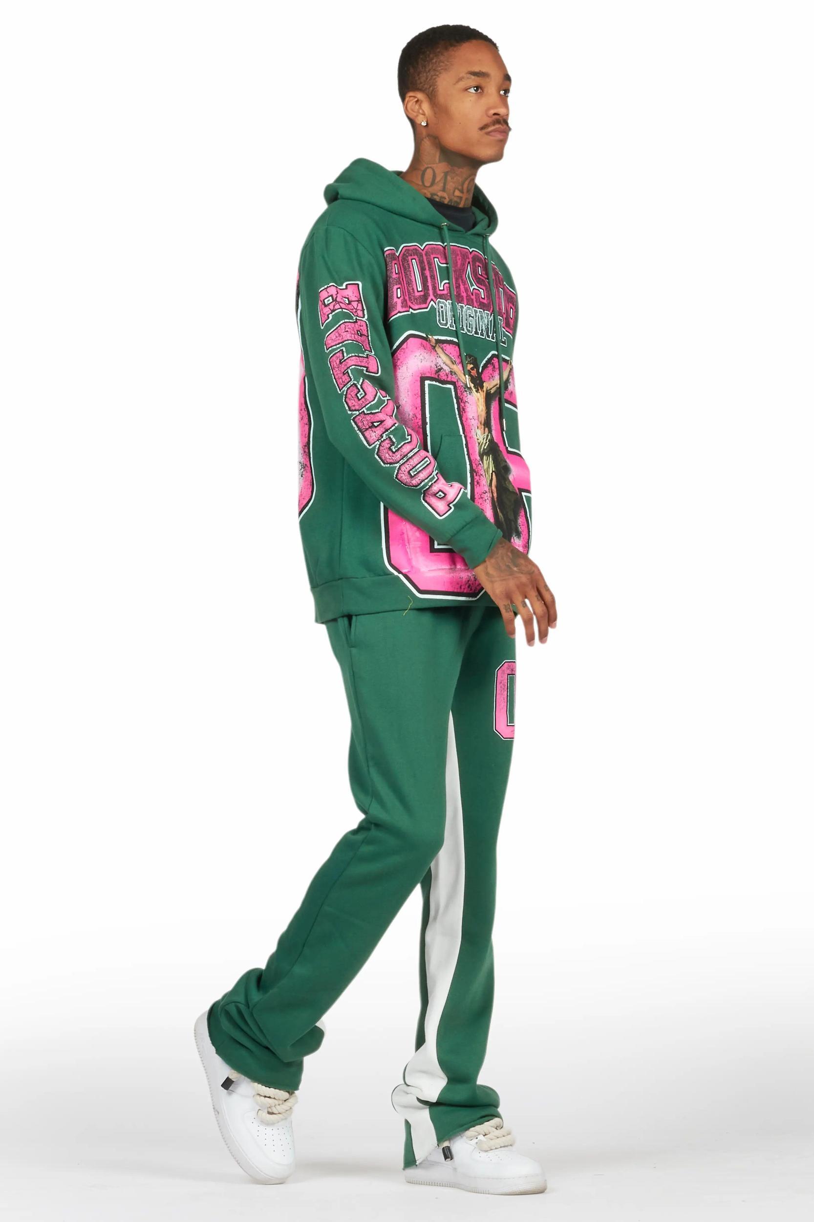 Fields Green Hoodie Baggy Track Pant Set Male Product Image