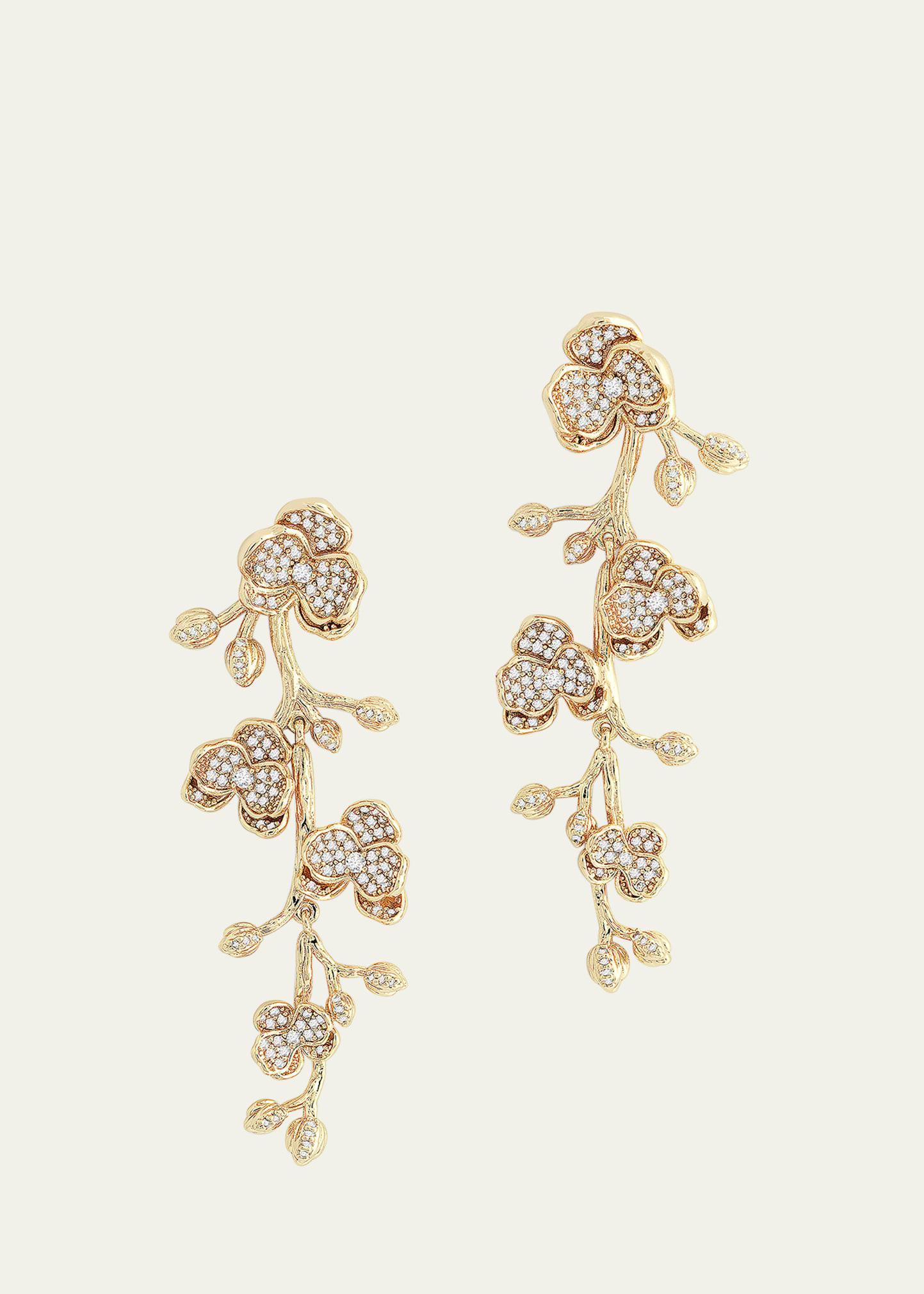 Cubic Zirconia Orchid Dangle Earrings Product Image