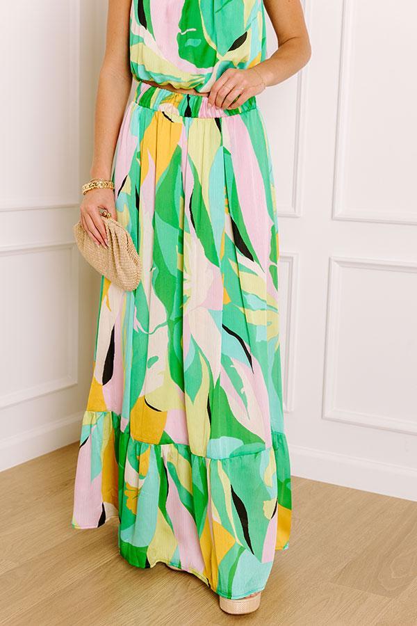 Shades Of Paradise High Waist Maxi Skirt in Green Product Image