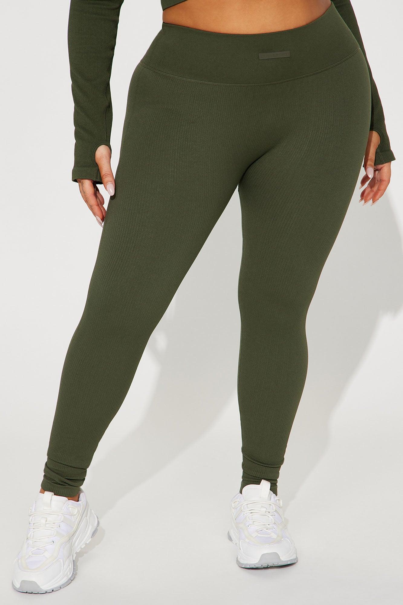 Fighter Ribbed Active Legging In Infinity Seamless - Olive Product Image