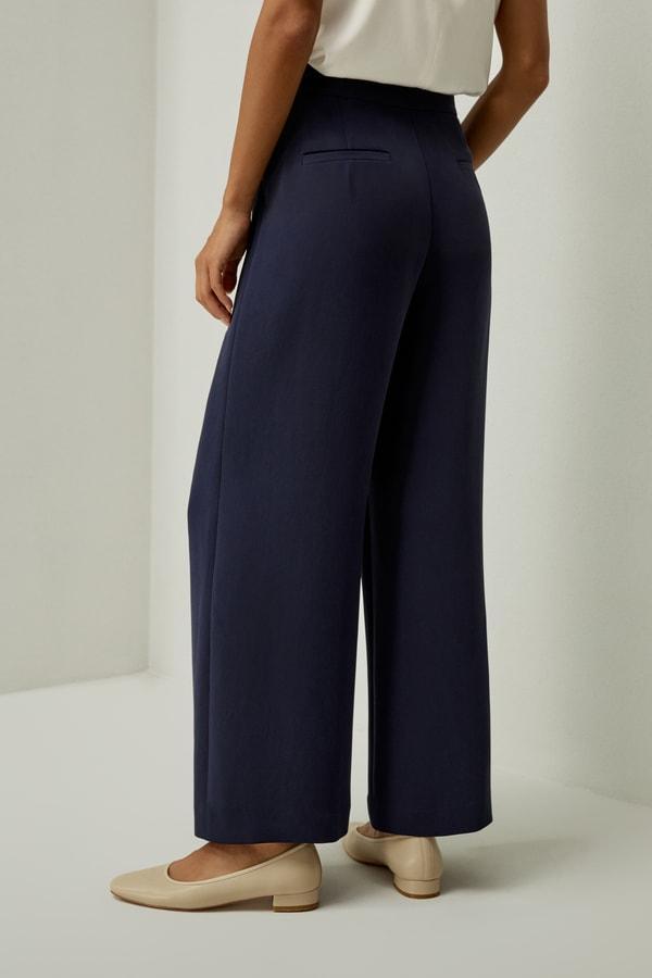 Silk Wide Leg Tailored Pant with Mid Rise Product Image