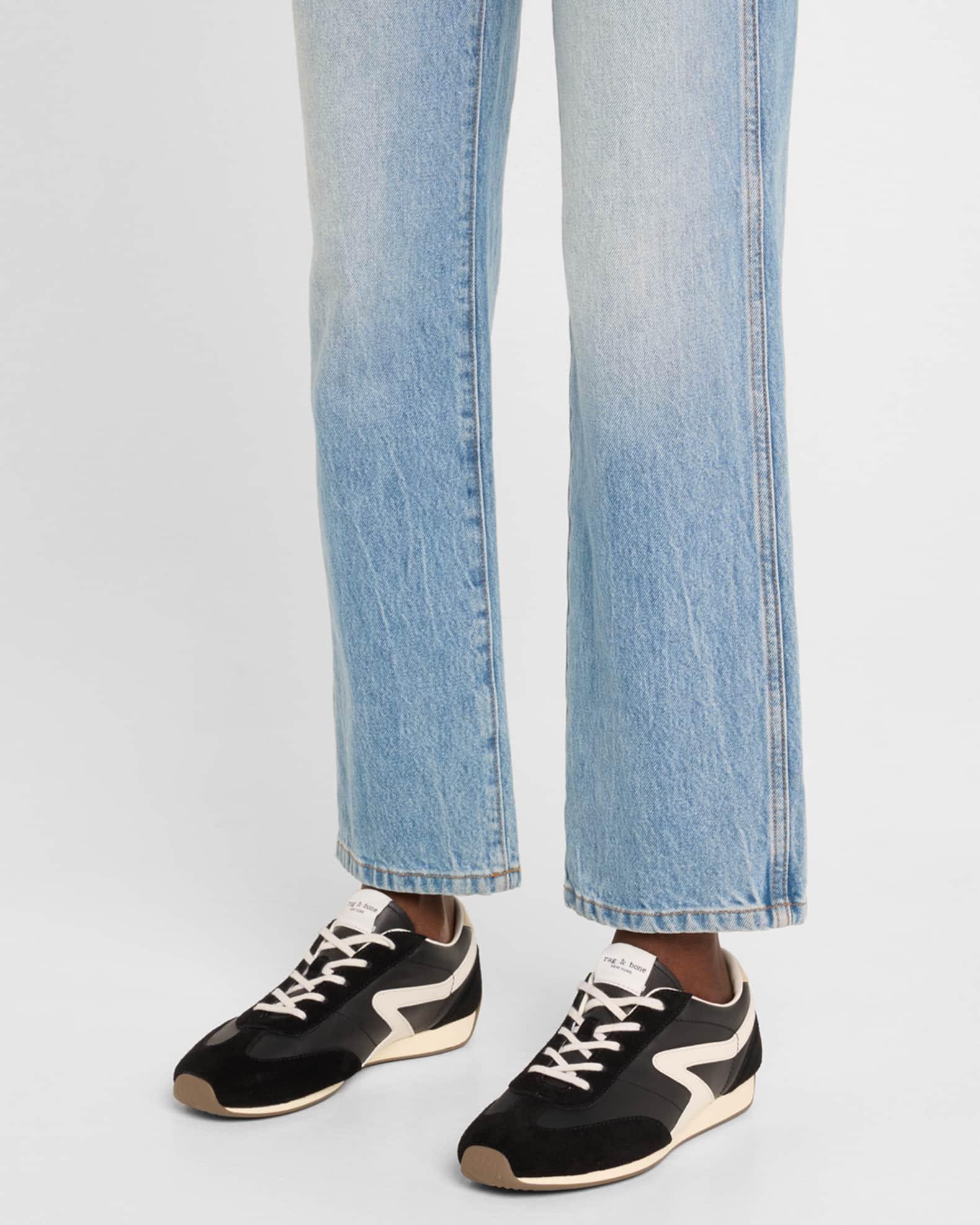 Retro Slim Mixed Leather Sneakers Product Image