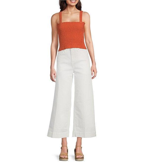 Ariat Darla Linen Blend Sleeveless Square Neck Smocked Crop Top Product Image