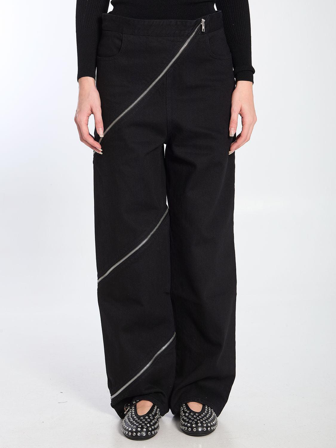 ALAÏA Spiral Zipper Jeans For Women In Black Product Image