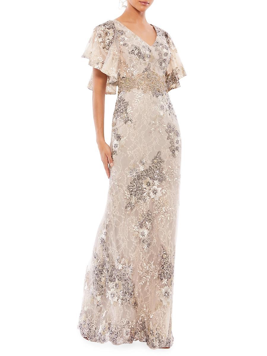 Womens Metallic Embroidered Gown Product Image
