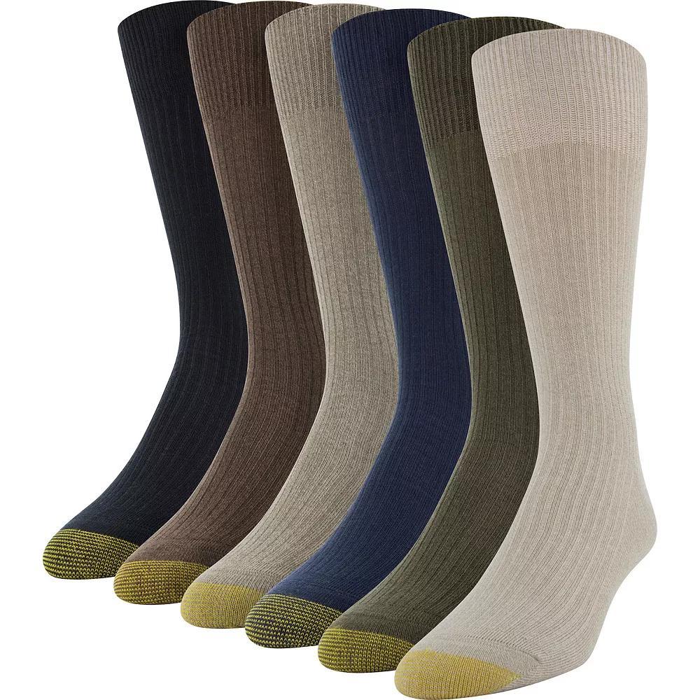 Men's GOLDTOE® 6-Pack Extended Size Stanton Crew Socks, Size: 12-16, Green Product Image