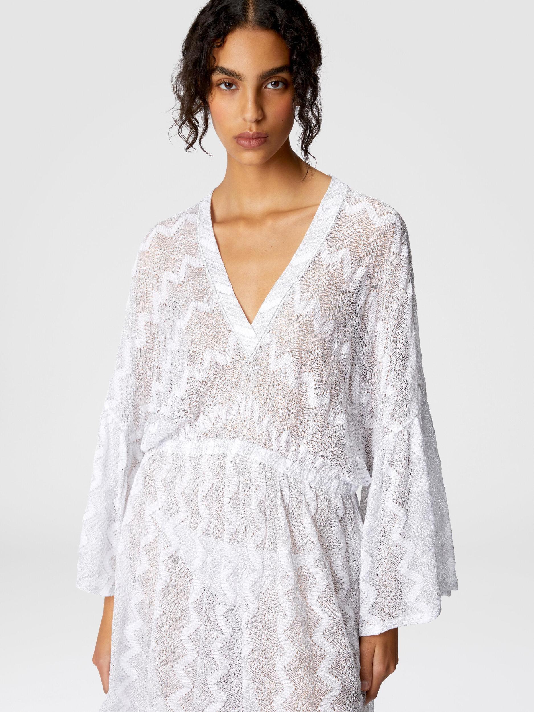 Cover-up dress in zig zag lamé viscose with wide sleeves Product Image
