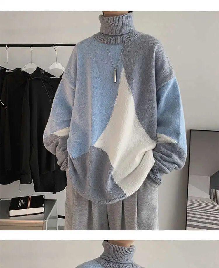 Turtleneck Color Block Sweater Product Image