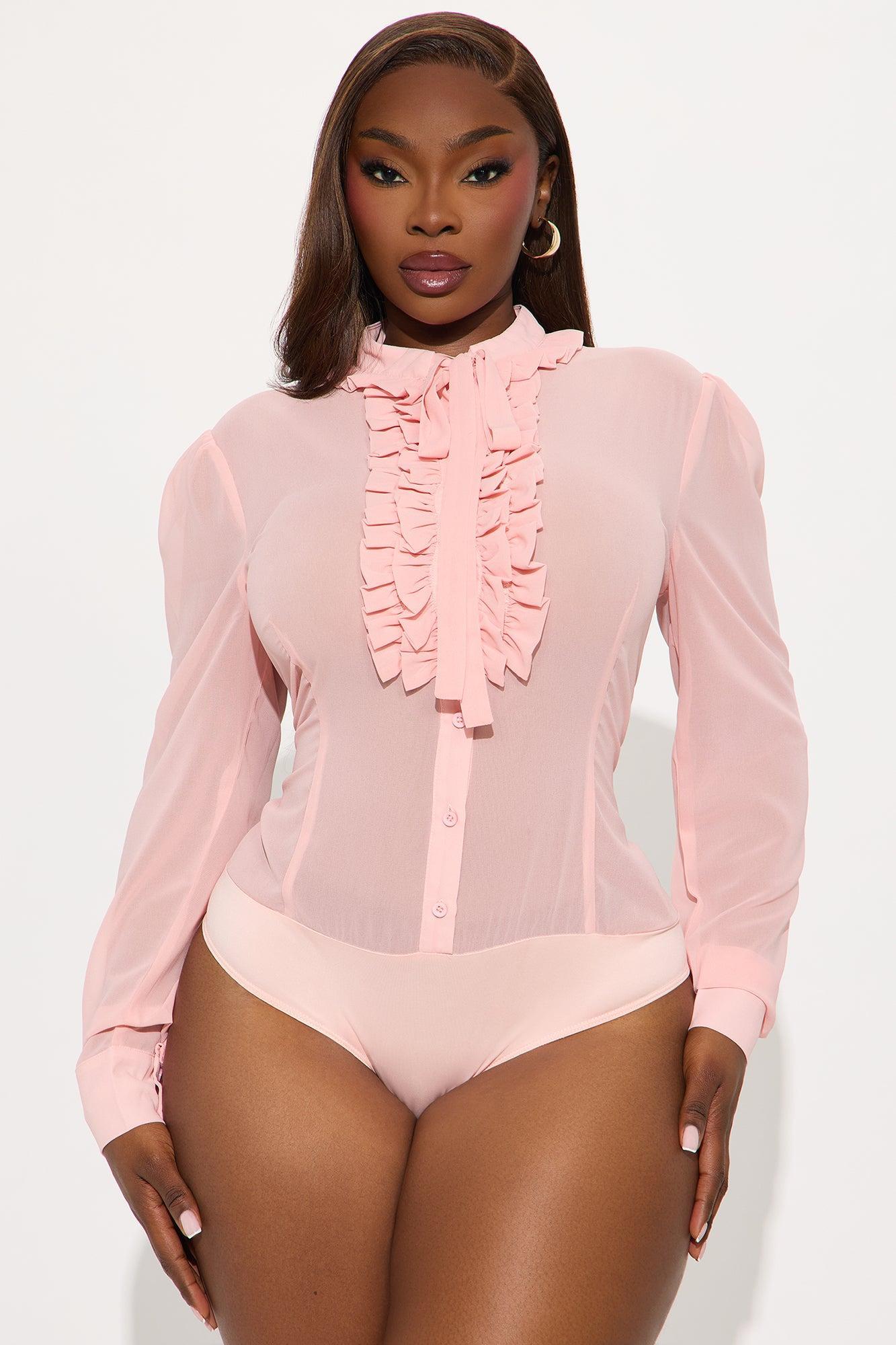 Mishelle Chiffon Bodysuit - Blush Product Image