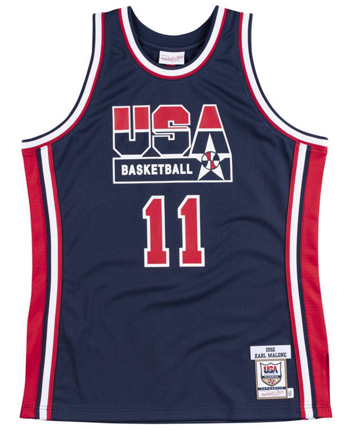 Men's Mitchell & Ness Karl Malone Navy USA Basketball Home 1992 Dream Team Authentic Jersey, Size: Small, Usa Blue Product Image