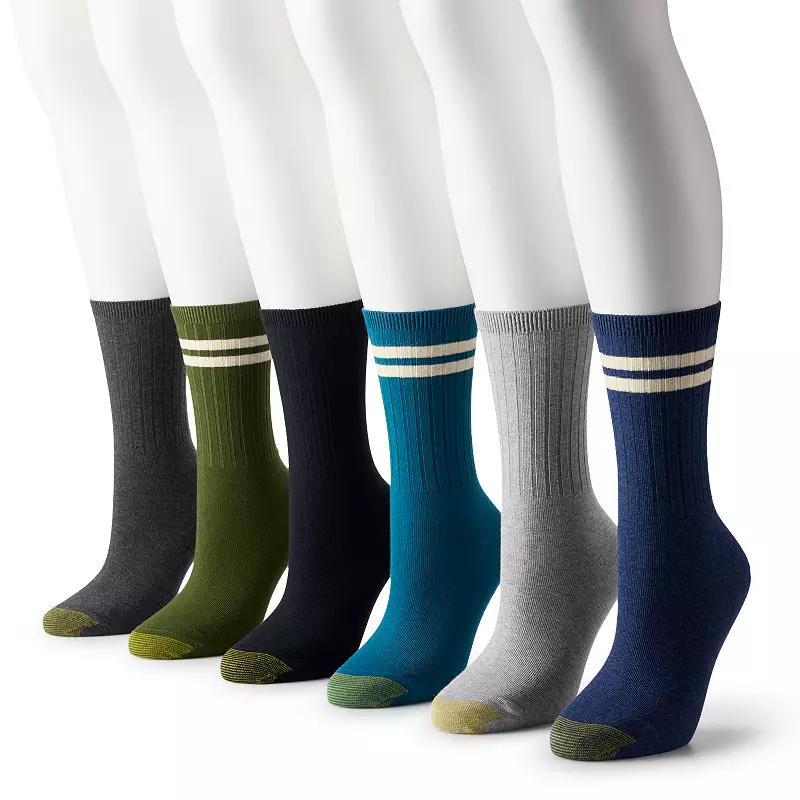 Women's GOLDTOE ® 6-pack Ribbed Crew Socks, Size: 9-11, Green Product Image