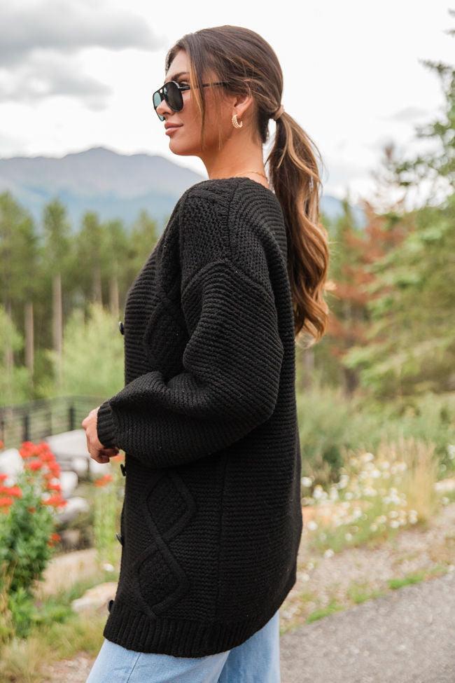 On My Mind Black Cable Knit Cardigan FINAL SALE Product Image
