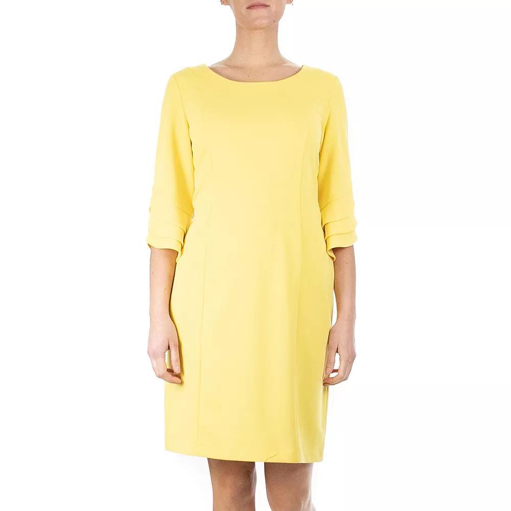 Women's Nina Leonard Tiered Sleeve Sheath Dress, Size: Medium, Yellow Product Image