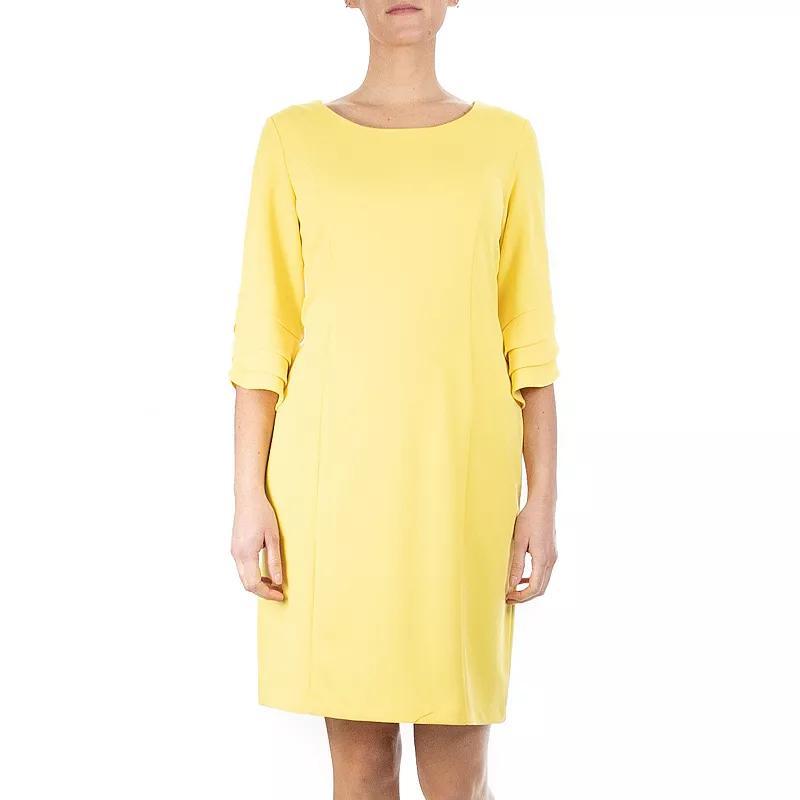 Women's Nina Leonard Tiered Sleeve Sheath Dress, Size: Medium, Yellow Product Image