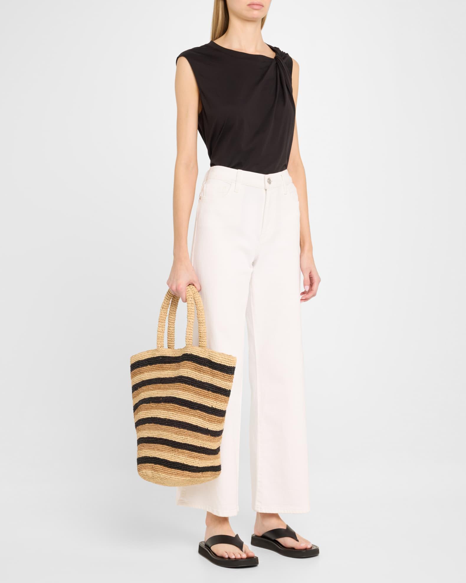 Marisol Striped Straw Tote Bag Product Image