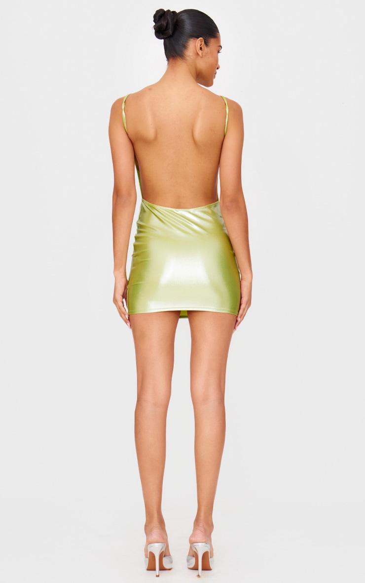 Olive Metallic Crew Neck Mini Dress Product Image