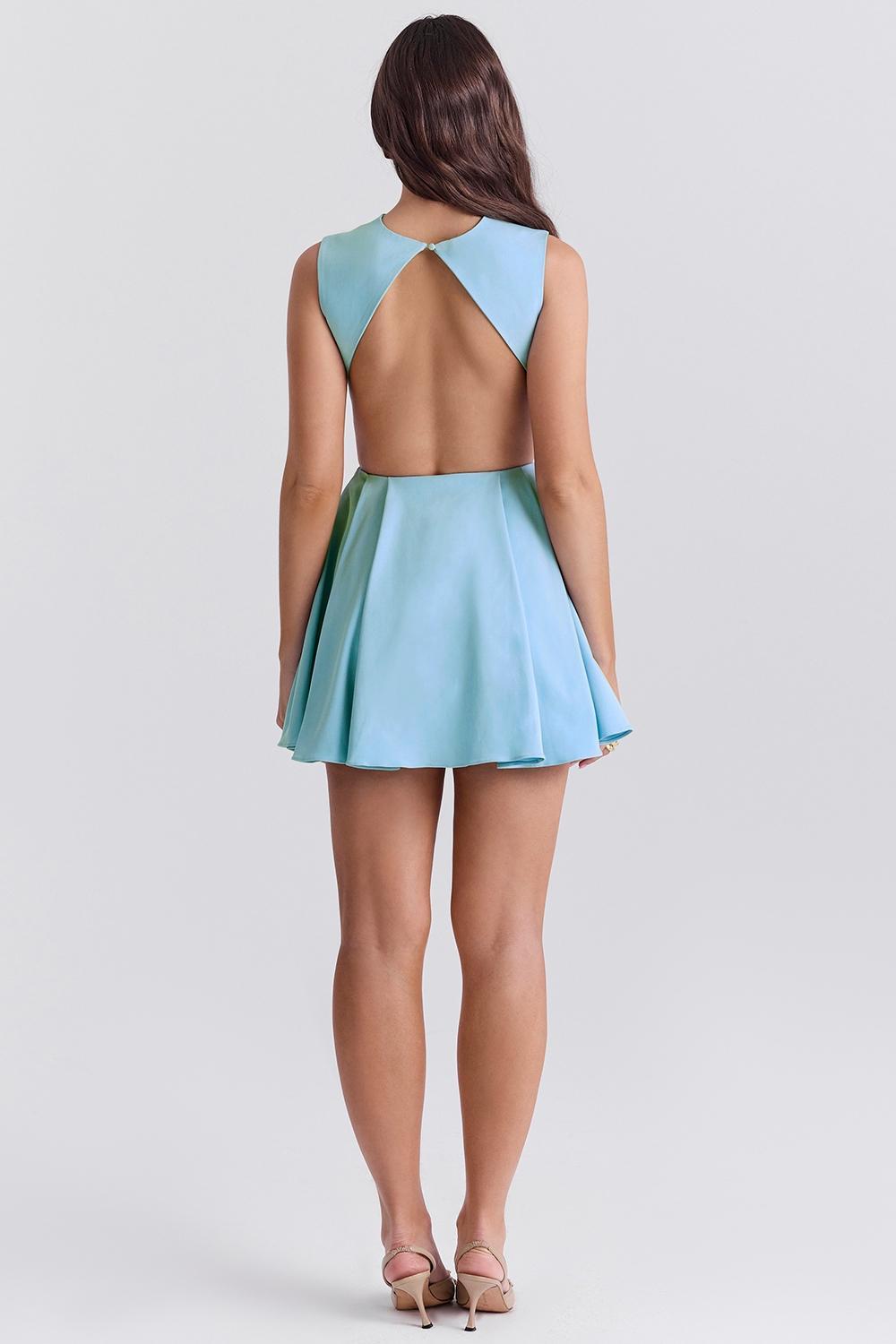 Ingrid Tuscan Blue Twill Mini Dress Product Image