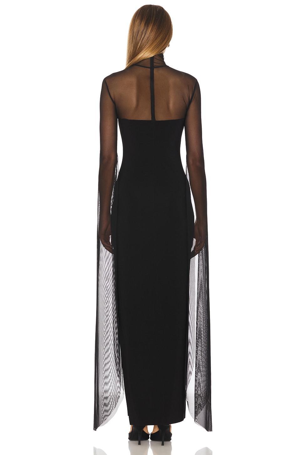 Ribbon Sleeve Turtleneck Side Slit Gown Norma Kamali Product Image