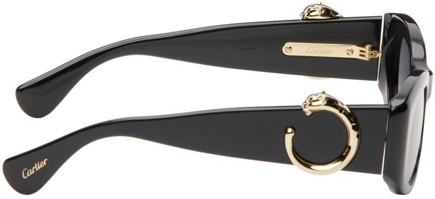 CARTIER Black 'panthère De ' Ct0472s Sunglasses In Black-black-grey Product Image