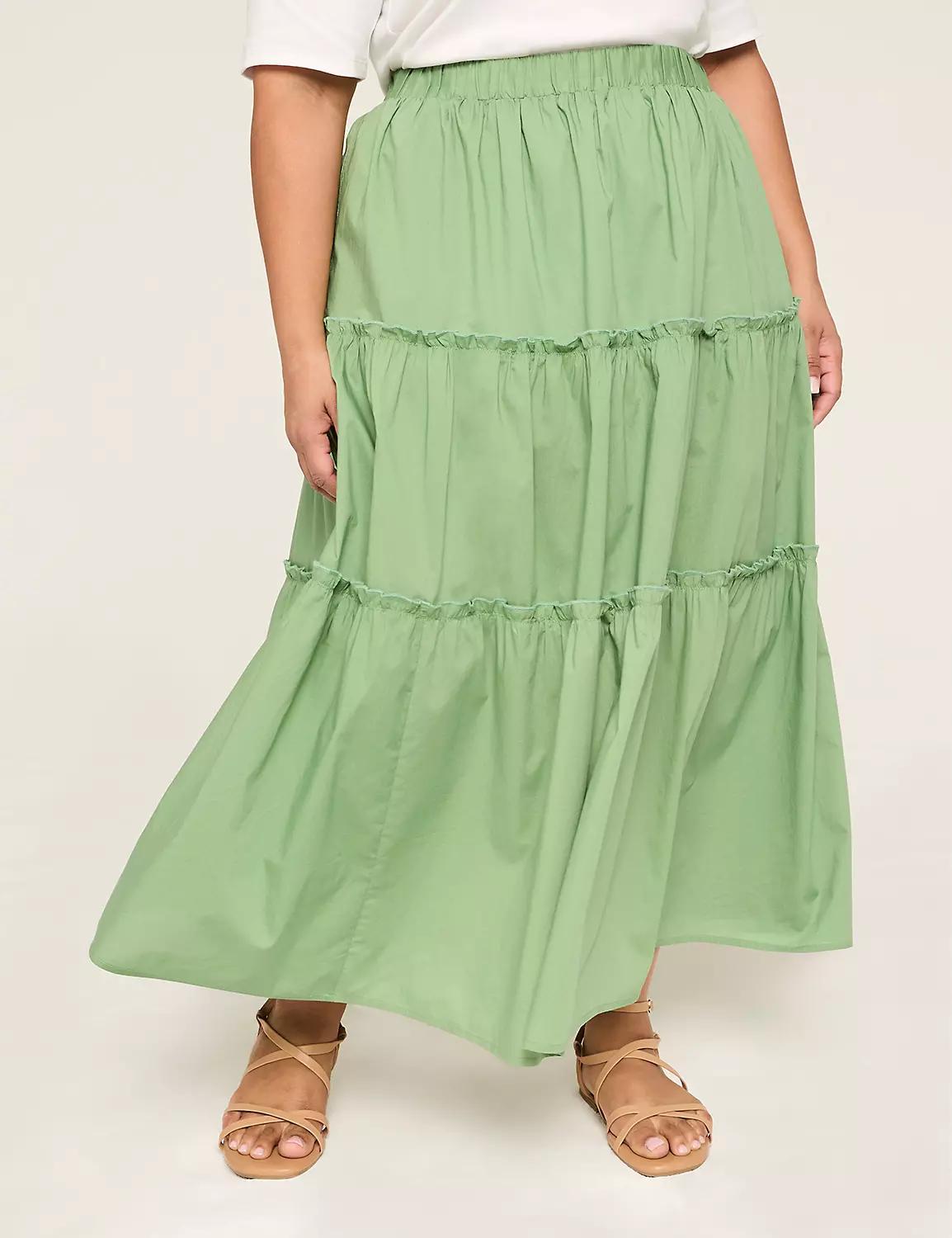 Poplin Tiered Maxi Skirt Product Image