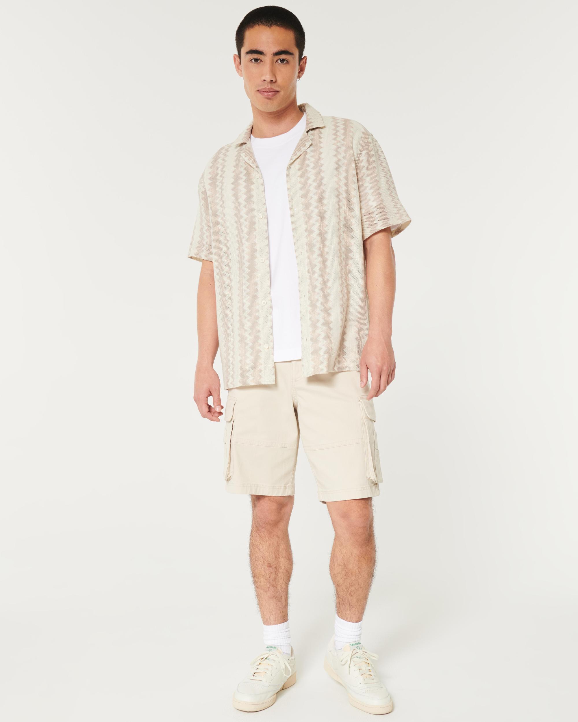Short-Sleeve Crochet-Style Shirt Product Image