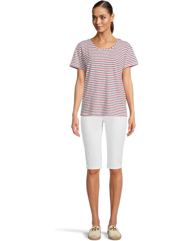 Petite Bike Capris Riveted Sideseam Slits in Optic White Product Image