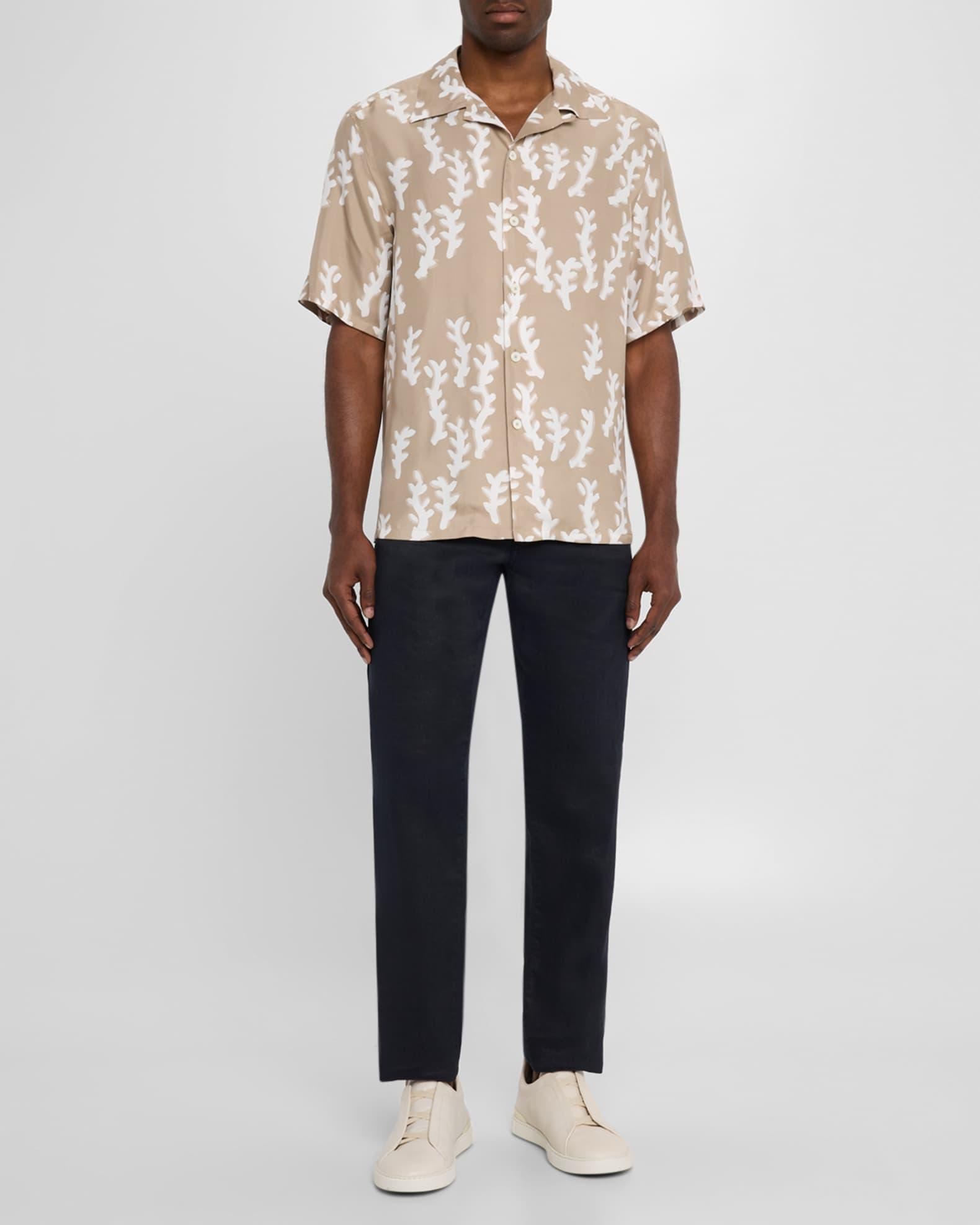 Mens Oasi Linen Printed Short-Sleeve Shirt Product Image
