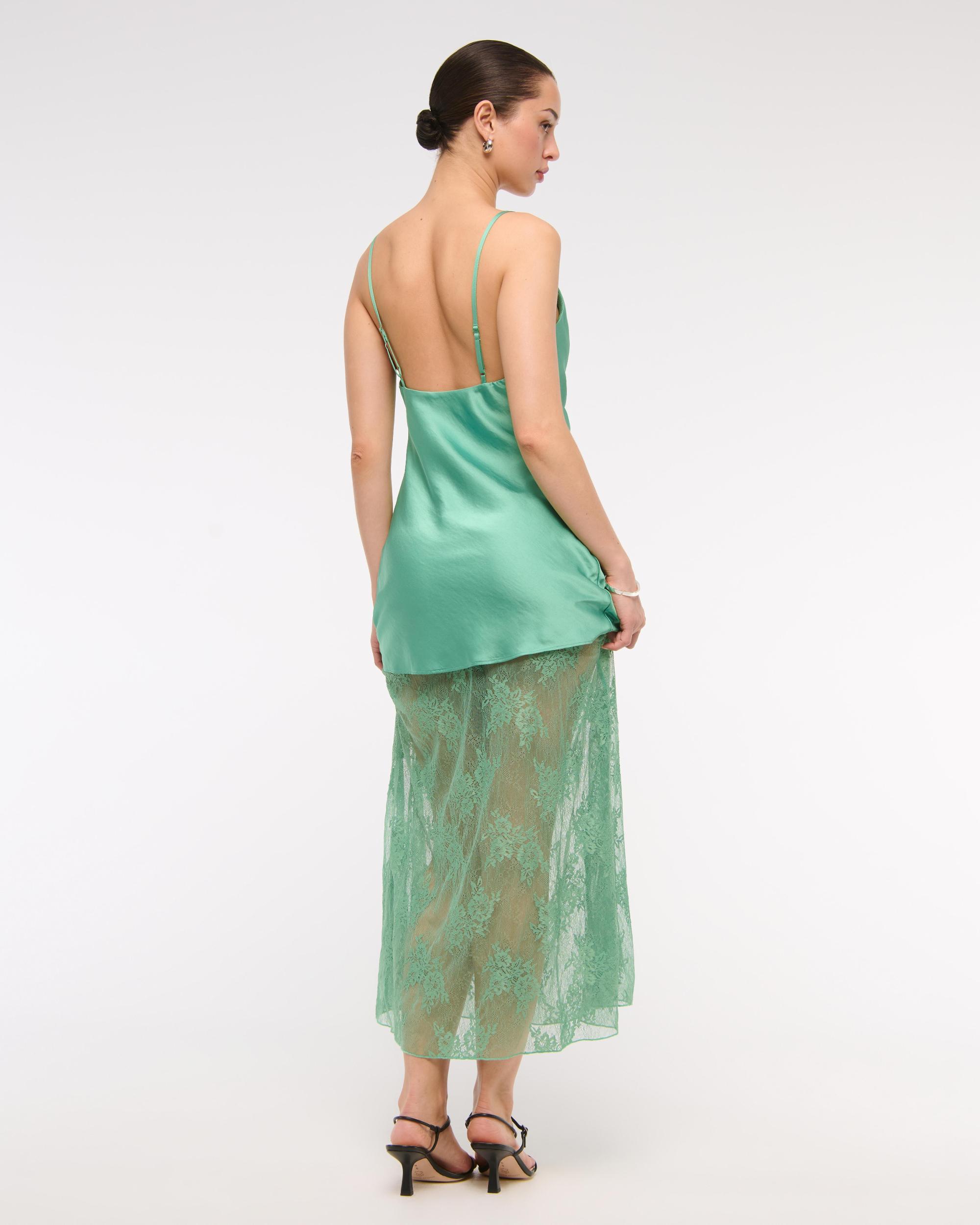 Cowl Neck Lace Maxi Dress Product Image