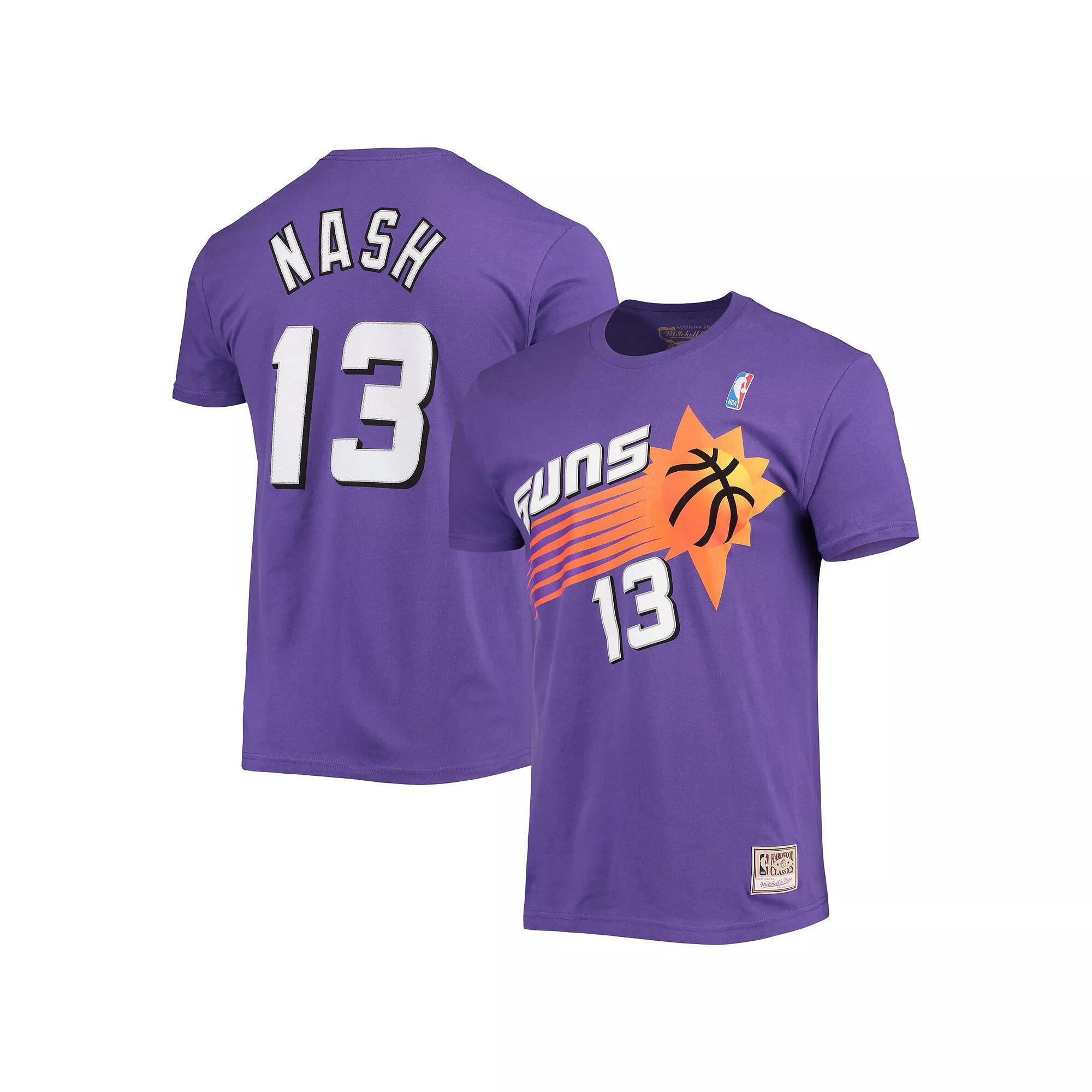 Men's Mitchell & Ness Steve Nash Purple Phoenix Suns Hardwood Classics Stitch Name & Number T-Shirt, Size: Medium, Phx Purple Product Image