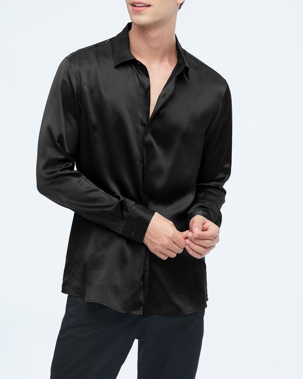 Classic Long Sleeve Silk Shirt For Men Product Image