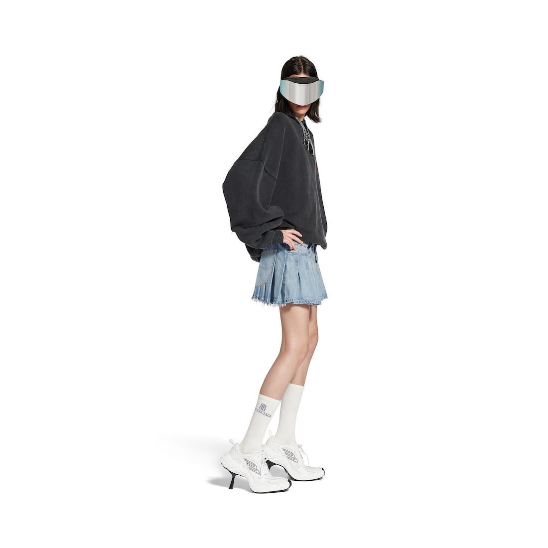 Women's Pleated Mini Skirt in Light Blue Product Image