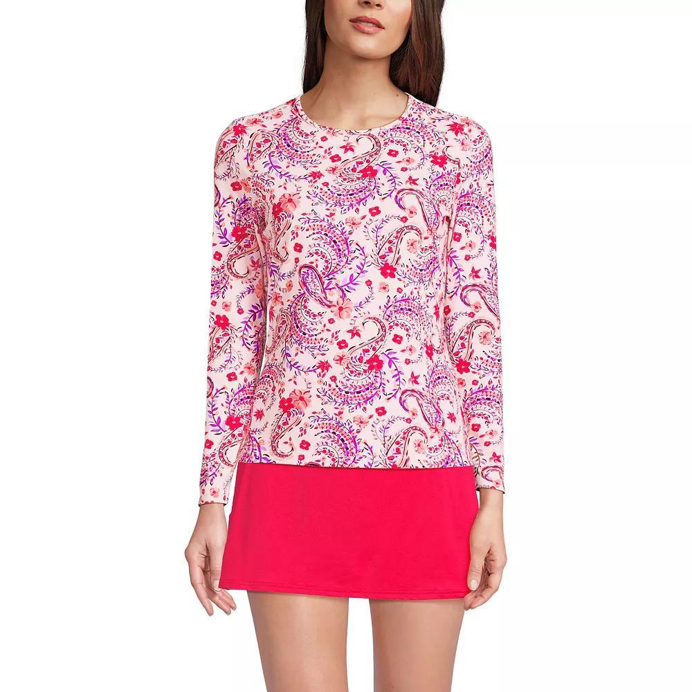 Petite Lands' End UPF 50 Long Sleeve Rash Guard, Women's, Size: XS Petite, Lily Floral Paisley Product Image