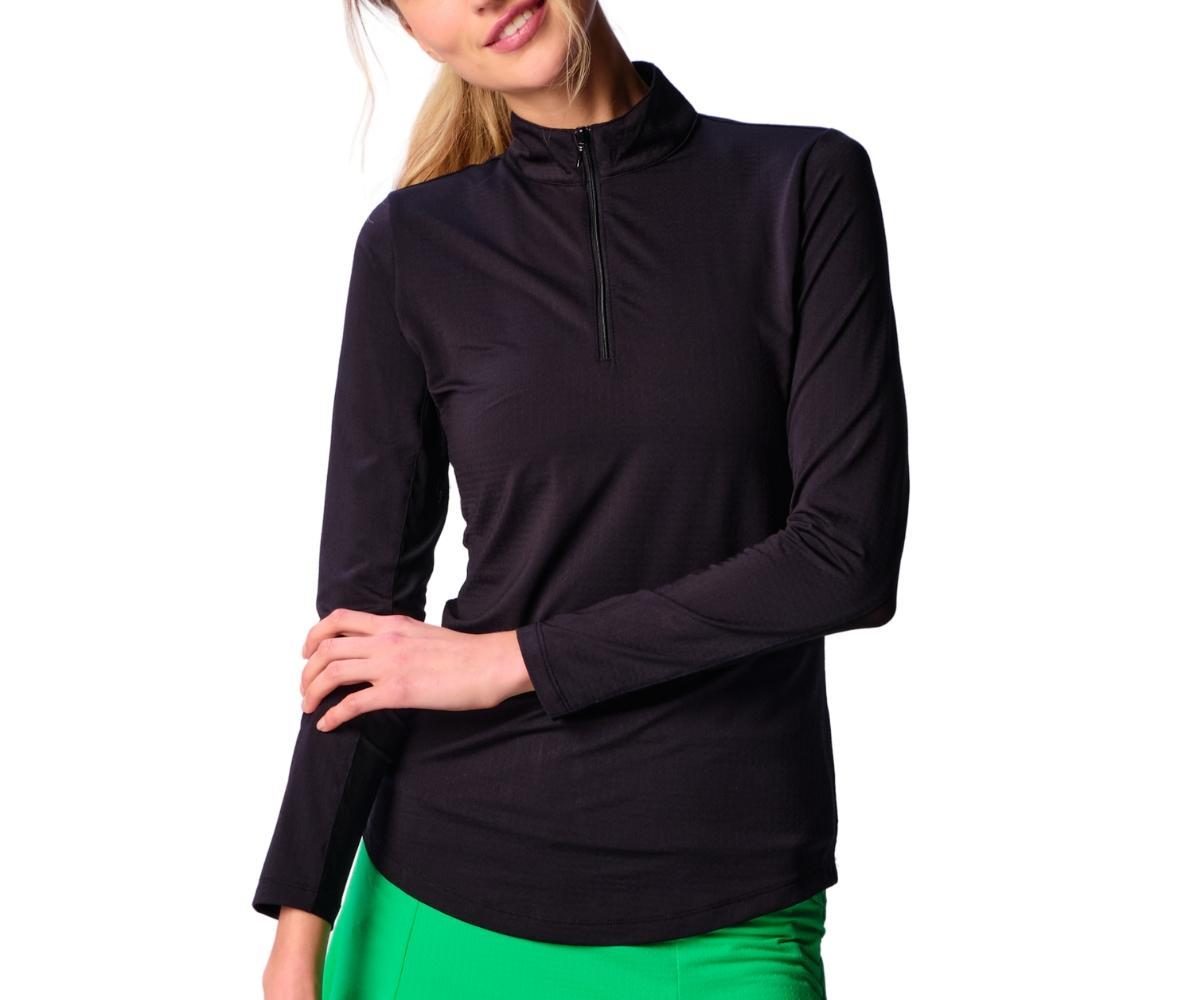 G Lifestyle Clothing Womens Long Sleeve Miock Neck Top Black Large Product Image