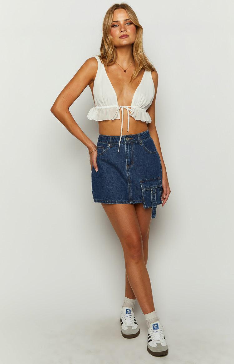 Brightside Dark Wash Denim Mini Skirt Product Image